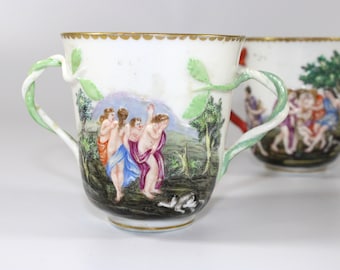 Antique Ginori Capodimonte 19th Century Porcelain Cups