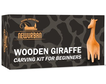 Wood Carving Kit for Beginners - Whittling kit with Giraffe - Linden Woodworking Kit for Kids, Adults - Wood Carving Stainless Steel Knifes