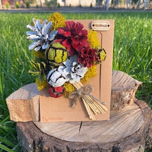 Cartão de presente Cones floresta para aniversário, casamento, dia das mães, cartão natural, cartão de arte, musgo, arte, presentes, arte, deco, cartões feitos à mão