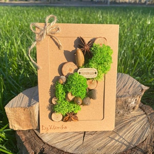 Carta regalo Foresta con muschio per compleanno, matrimonio, festa della mamma, carta naturale, carta artistica, carta muschio, carta regalo artistica muschio, carte artistiche art deco fatte a mano