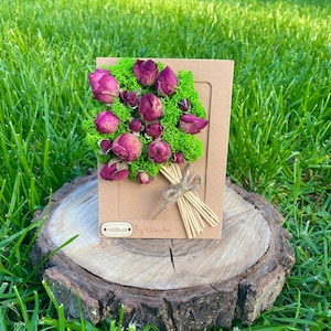 Carta regalo Rose fiori secchi per compleanno matrimonio festa della mamma carta naturale carta artistica carta muschio carta regalo arte muschio carte art deco fatte a mano