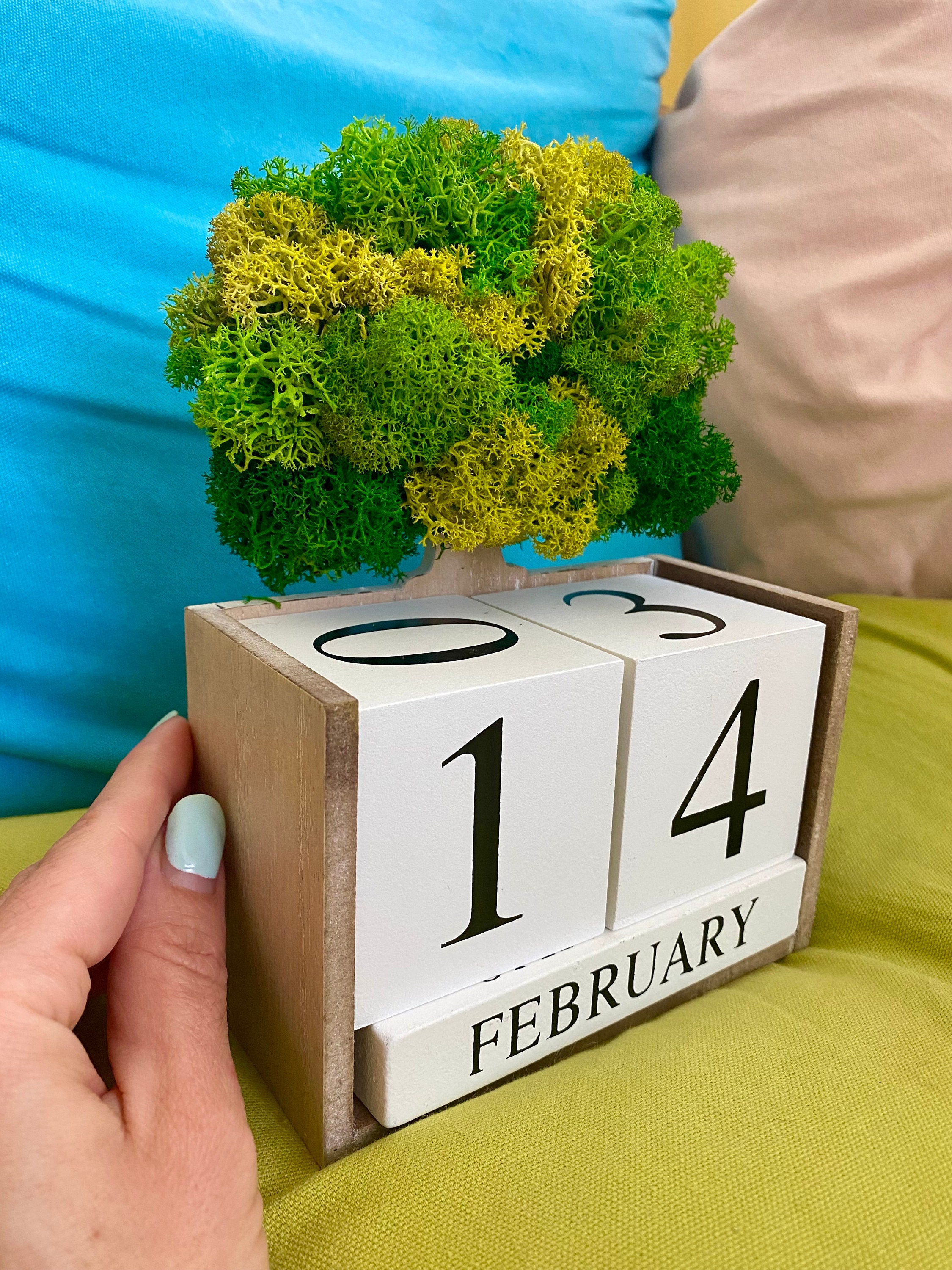 Clender Withn Tree Handmade Perpetual Calendar, Wooden Block Perpetual Calendar With Tree ...