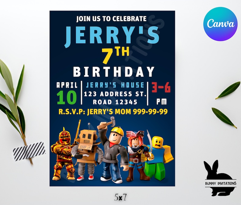 Roblox Birthday Party Invitation Personalized and Editable - Etsy México