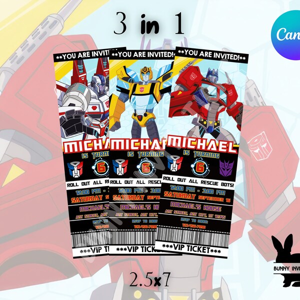 Transformers Invite Etsy Transformers Invite Etsy