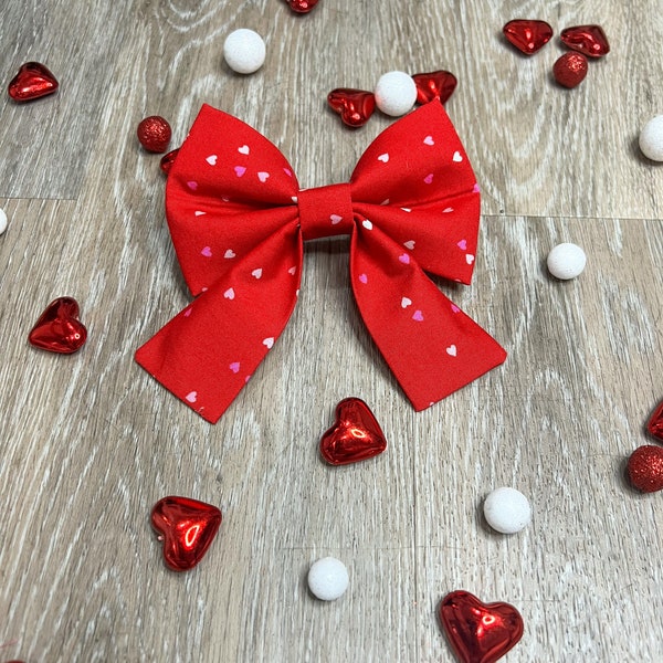 Valentines Day Sailor Bow | Floral Sailor Bow | Pet Bow | Velcro Bow | Dog Bow | Cat Bow | Valentines Day Gifts | Dog Sailor Bow | Girly Bow