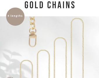 Goldene Taschenkette – 4 Längen – Ersatzkette mit Karabiner für Damenhandtaschen in Gold