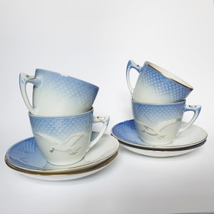 Seagull Danish Bing and Grondahl ceramic cup and saucer, set of 4