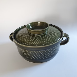 以下が含まれることがあります： ふた付きの緑色のセラミック製のキャセロール。キャセロールは、テクスチャのあるパターンと2つのハンドルが付いています。