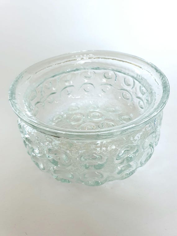 SKLO UNION glass bowl, bubble glass, Czechoslovakia 70s