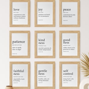 Fruit of the Spirit Definitions: Script Font, DIGITAL Prints, Many Sizes, Fruit of the Spirit Sign, Christian Wall Art, Bible Verse Prints