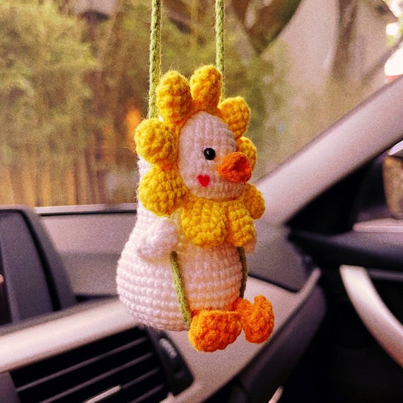 Crochet Swinging Duck, Car Pendant Hanging, Car Accessory, Desk Ornament, Car  Dashboard Decoration, Rear View Mirror Hanging Decor 