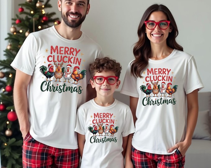Merry Cluckin Christmas T-Shirt: Family Chicken Xmas Vacation