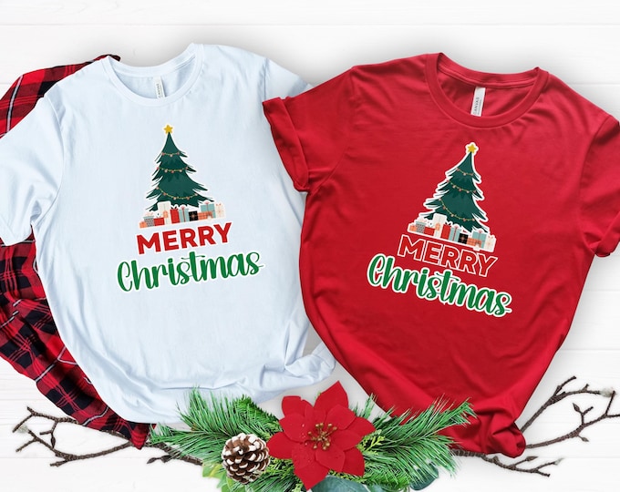 Merry Christmas Tree T-Shirt: Family Holiday Matching Tee