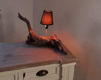 Large driftwood lamp, table lamp, table lamp, exclusive, unique, unique piece, found object, flotsam debris, driftwood, office table lamp, pen holder