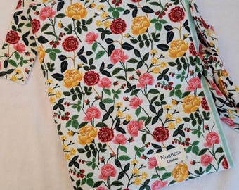 Large Floral Book Cover with Bookmark | Handmade Quilted Book Protector | Fabric Book Sleeve | Gift for Readers