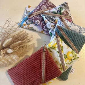 Pochette à lunettes molletonnée- Coton ou velours, doublure coton, fermeture zip - Étui lunettes fait main
