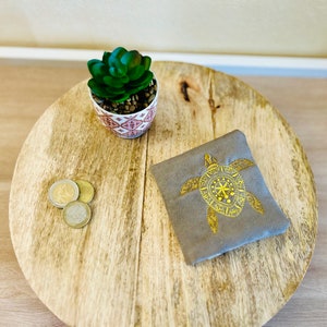 Porta carte da uomo in pelle scamosciata grigia - Porta carte compatto - Regalo da uomo fatto a mano