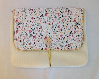 iPad/Tablet Sleeve with Flap | Quilted Velvet and Cotton Tablet Case | Handmade iPad Case | Elegant Gift for Women