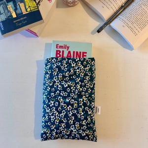 Floral Cotton Book Pouch Green Background - Handmade Cotton Lined Book Cover - Reading Accessory