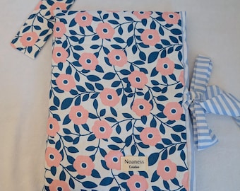 Large Floral Book Cover with Bookmark | Quilted Fabric Book Protector | Handmade Book Sleeve | Gift for Readers