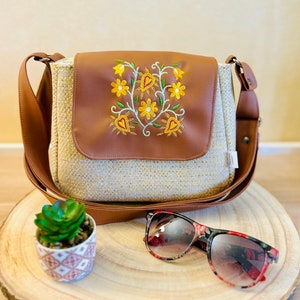 sac bandoulière florale en tissu, cadeau pour femme