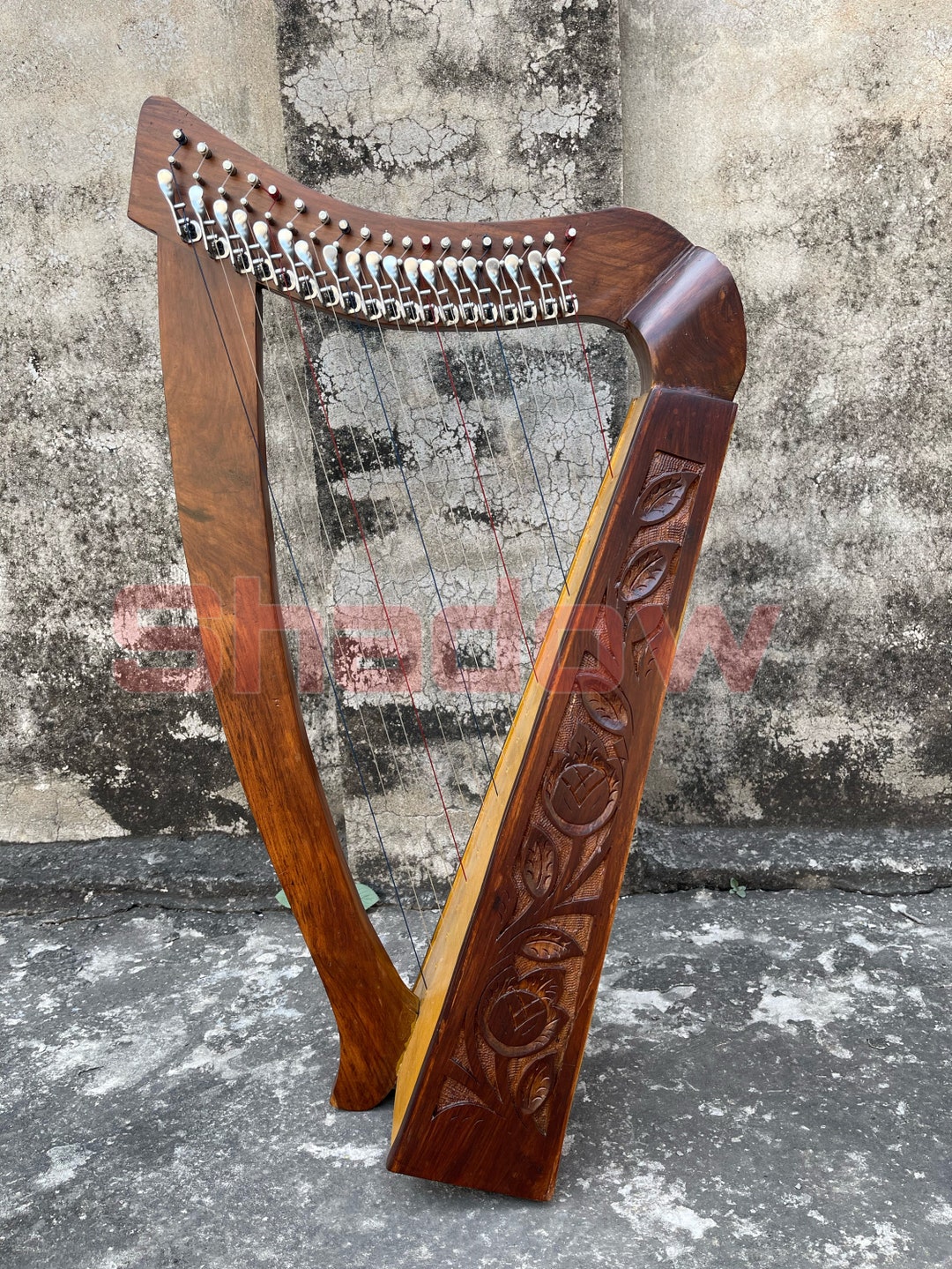 Rosewood Irish Harp 19 Strings Celtic Lyre Harp Solid Etsy