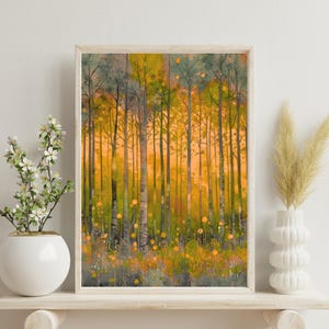 William Morris Forest Wandkunst, rustikales Laub botanische Kunst, lebendige Waldszene, digital druckbare Wandkunst