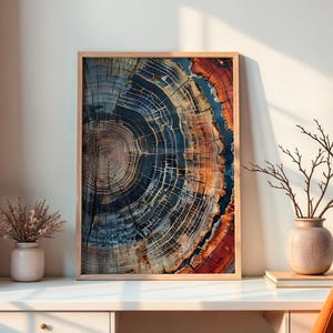 Baumring Wandkunst, modernes abstraktes, buntes Baumring Wanddekor, modernes Bauernhaus Wohnzimmer Leinwanddruck