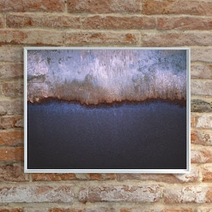 Modern Abstract Landscape Painting Print, Blue Beige Gold Colors, Minimalist Oil Painting Wall Art for Living Room and Bedroom
