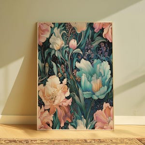 Art Nouveau Flower Print: Vintage Botanical Wall Art (Digital Download)