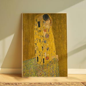The Kiss by Gustav Klimt Digital Art, Modern Portrait Painting, Art Nouveau Romantic Love Poster, Printable Wall Art, Digital Download