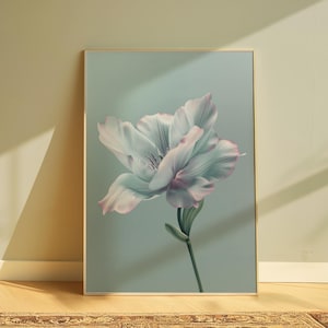 Teal Flower Wall Art,  Poster, Floral Wall Art, Elegant Wall Decor, Contemporary Art, Flower Decor, Whimsical Decor, Home Decor