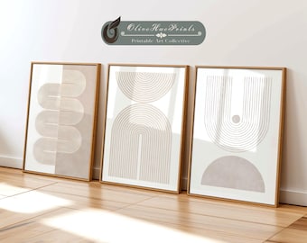 Beige Boho Gallery Wall Art Set: Modern Prints (Digital Download)