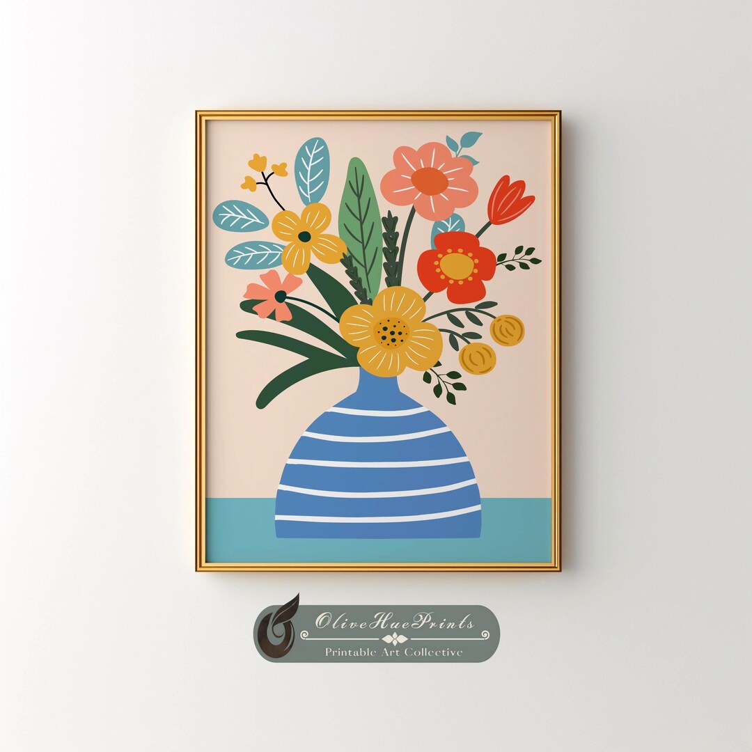 Wildflower Vase Print: Modern Boho Botanical Art (digital Download) - Etsy
