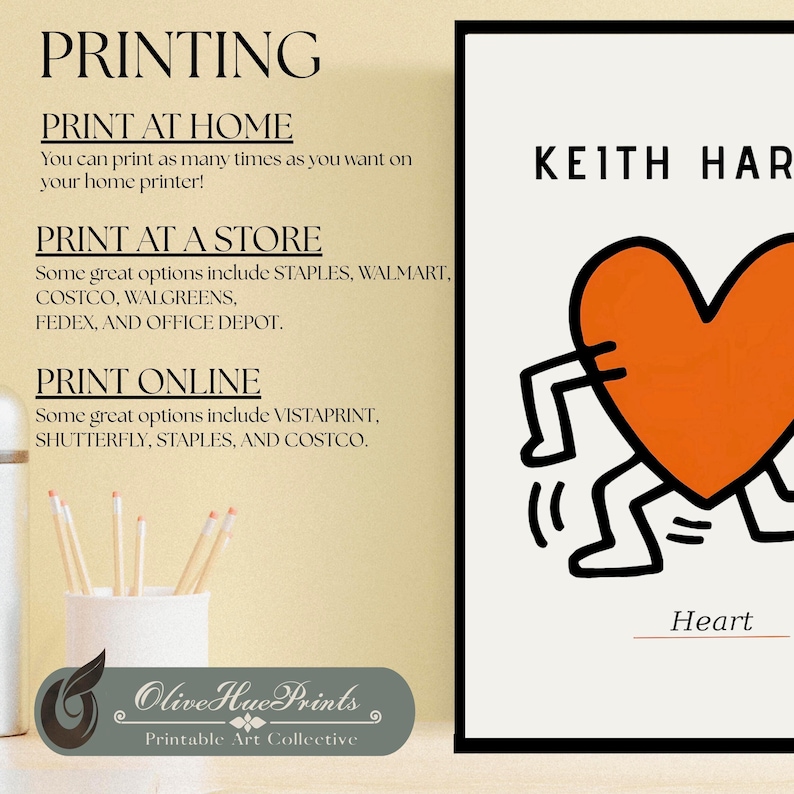 Láminas de arte mural naranja inspiradas en Keith Haring: Juego de 3 (descarga digital) imagen 9