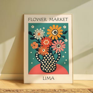 Flower Market Lima Wall Art, Flower Market Print, Botanical Print, Flower Market Poster, Printable Wall Art, Digital Download