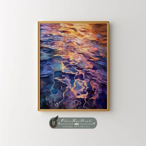 Impresión abstracta de ondas de agua en acuarela: Arte mural moderno (descarga digital)