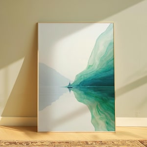 Watercolor Sailboat Painting Print: Nautical Lake House Decor (Digital Download