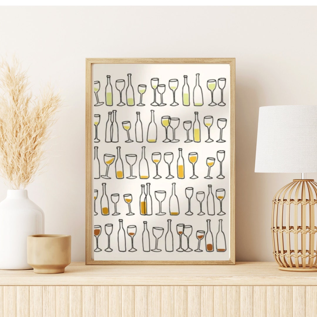 Printable Bar Wall Art, Wine Bottles Art Print, Home Bar Wall Art
