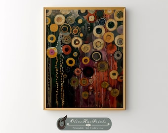 Klimt Inspired Modern Abstract Art, Neutrals and Gold Printable Wall Art (DIGITAL DOWNLOAD)