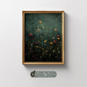 Lámina vintage de campo de flores silvestres: decoración floral para pared (impresión)