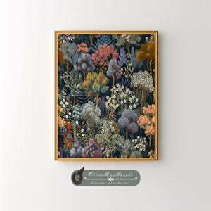 Gustav Klimt Style Forest Print: Dense Trees, Flowers (Digital Download)