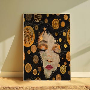 Gustav Klimt Woman Art Print: Golden Swirls Home Decor (Digital Download)