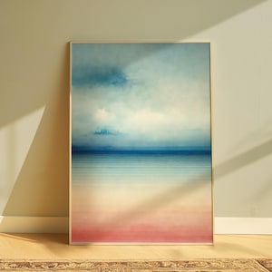 Colorful Coastal Abstract Art, Watercolor Ocean Printable Wall Art Painting, Minimalist Bold Print, Modern Beach House Decor