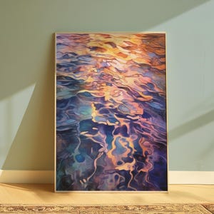 Watercolor Water Ripples Wall Art, Modern Abstract Watercolor Printable Wall Art, Vibrant Water Surface Digital Print