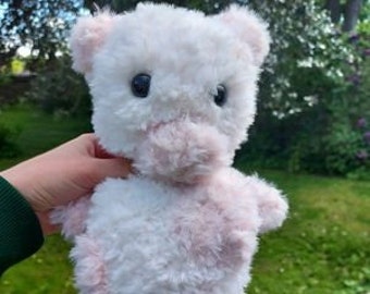 Super soft hand crochet fluffy strawberry cow plushie