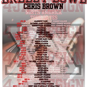 Breezy Bowl XX - Rot. Nordamerika Tourneedaten, Konzert T-Shirt, Chris Brown 2025, Sofort Download, PNG Datei