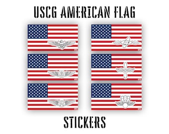 Red/White/Blue American Flag USCG Stickers