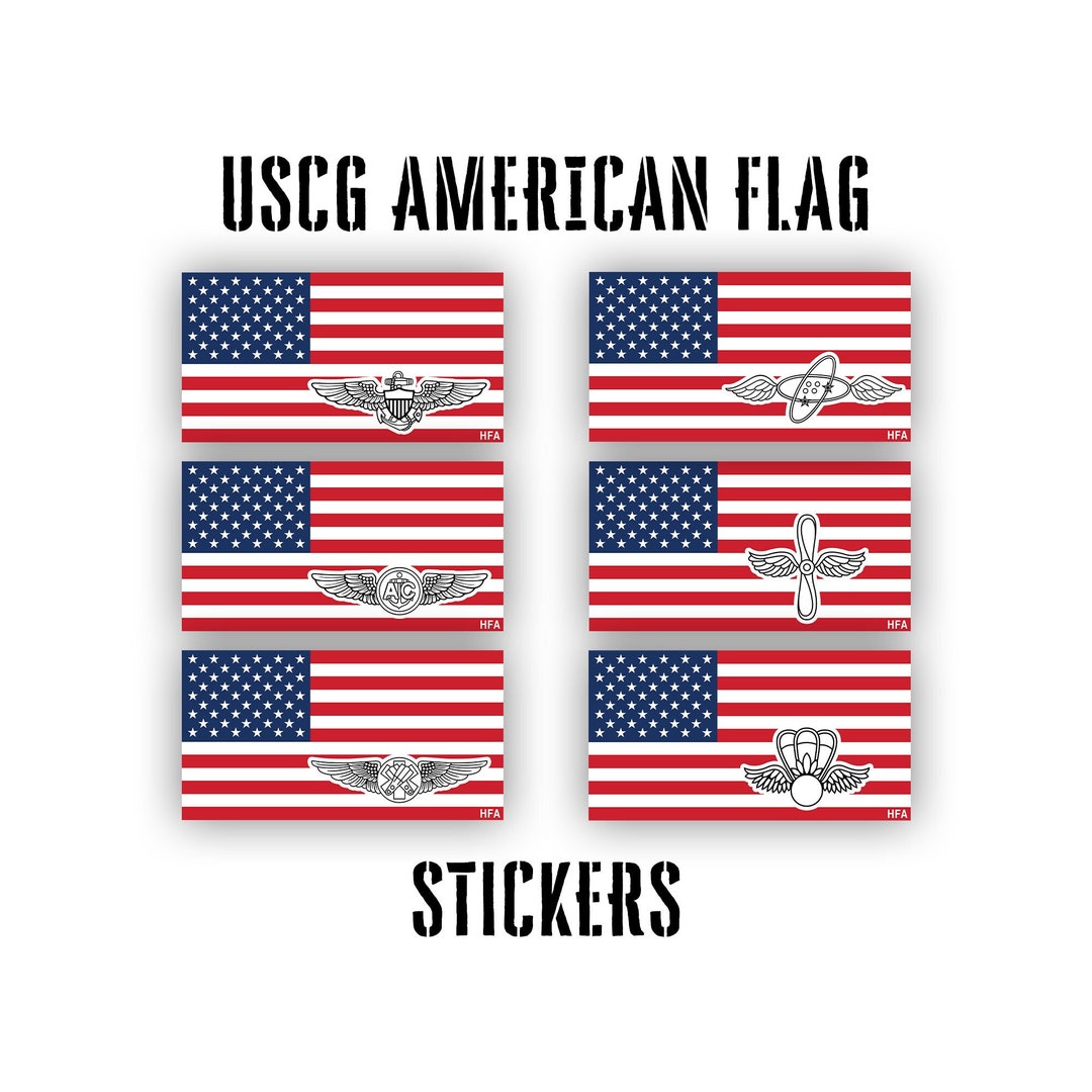 Red/white/blue American Flag USCG Stickers Etsy