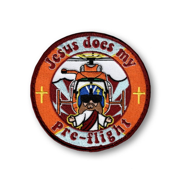 Jesus Does My Preflight Embroidered Patch - H65